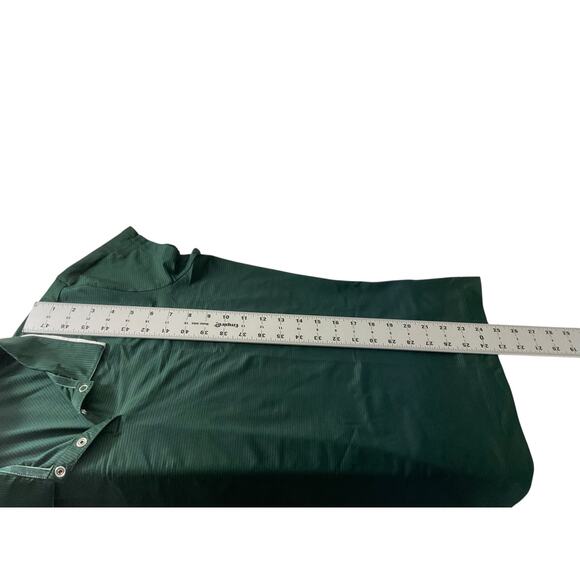 Nike Golf Mens Green Large Golf Polo Dri-Fit Stripes Snap Close Collar - Picture 7 of 12